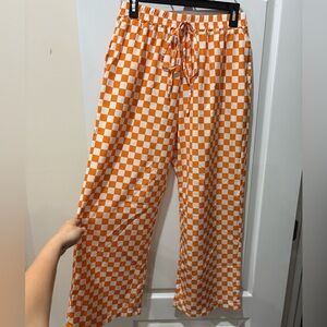 Orange and White Checkered Pants